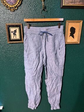 Athleta 100% Linen Blue Pants Sz 2